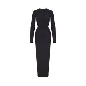 SKIMS Fits Everybody Crew Neck Long Sleeve Dress | Onyx | Size small nwt